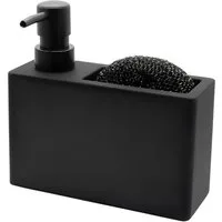 Spetebo Seifenspender schwarz matt nachfüllbar 320 ml mit Schwamm - 16 x 10 cm, (Anzahl, 1-tlg., Stück), Praktische Schwamm-Halterung
