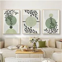 LuxusKollektion Mehrteilige Bilder Poster 3er Boho Pflanzen Wandbilder Wohnzimmer Deko C 40x50cm