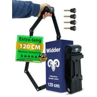 Widder Faltschloss [120cm extra-lang] Fahrradschloss für E-Bike & Fahrrad mit Halterung, 4 Schlüssel • Sicherheitsstufe 15 • Flexible Halterung