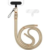 Nalia Handykette Universal Smartphone, Nylon Handyband / Karabiner Gold & 2 Pads / 35-75cm Tragelänge