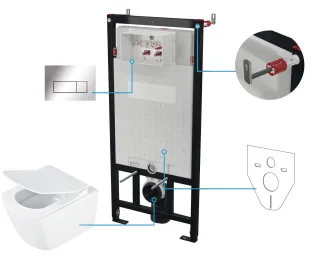 Neuesbad Serie 660 Wand-WC RIMLESS + WC-Sitz + Vorwandelement + CONTROL BUTTON SLIM Chrom NB1DECDZS6ZPW1