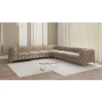 S-Style Möbel Ecksofa Ashley, Chesterfield mit Goldenen Metall Füßen, mit Wellenfederung