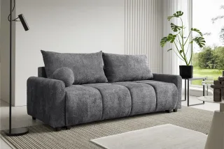 Sofa 3-Sitzer mit Schlaffunktion GIANA Stoff Soft Grau