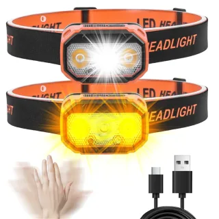 Powerful LED Sensor Headlamp USB Rechageable Headlight LED Head Light Camping Search Light with Built-in Battery Fishing