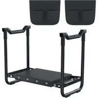 FIVMEN Kniebank Arbeitshocker 2-in-1 Gartenhocker Gartenarbeit Kniehilfe, Anthrazit, mit Eva-Schaumkissen Arbeitstasche Gepolstert für Garten, 60x50x28cm