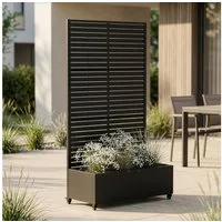 casa.pro Blumenkasten, »Nodepp« mit Sichtschutz 4 Rollen 190x82x38 cm Stahl Schwarz
