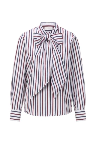 Rich & Royal - Striped Blouse with Bow midnight blue - Gr. - 34