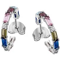 Firetti Paar Creolen Schmuck Geschenk Silber 925 Ohrschmuck Ohrringe Regenbogen, mit Zirkonia (synth)