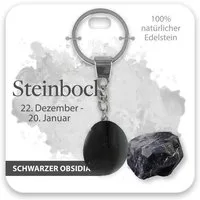 bb Klostermann Schlüsselanhänger Set Edelstein Schlüsselanhänger Schwarzer Obsidian Steinbock