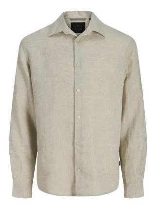 JACK&JONES - JPRBLALAWRENCE LINEN LS SHIRT SN Silver Lining - Gr. - XL