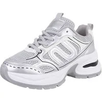 Ital-Design Damen Low-Top Freizeit Sneaker (88519386) Keilabsatz/Wedge Sneakers Low in Silber