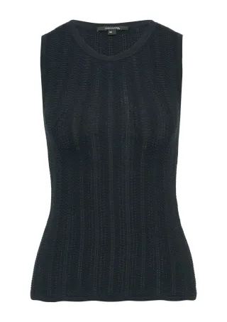 comma - Slim-Fit-Stricktop mit Strukturmuster blau - Gr. - 36