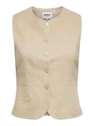 ONLY - ONLGOA S/L LINEN BL WAISTCOAT CC TLR Oxford Tan - Gr. - 42
