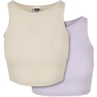 URBAN CLASSICS Tanktop Damen Cropped Rib Top 2-Pack