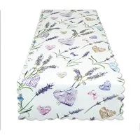 Delindo Lifestyle Mitteldecke LAVENDEL + HERZ, Strukturgewebe, bedruckt