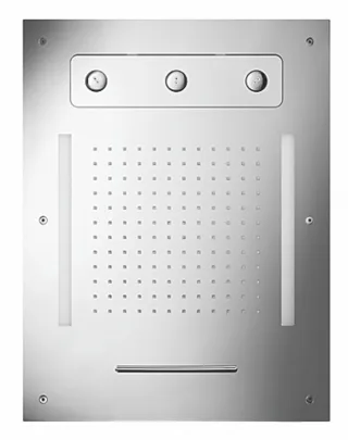Herzbach LED-Deckeneinbaubrause 630mm x 480mm Regen/Spin-Jet/Schwall poliert , 11.663480.2.01 11.663480.2.01