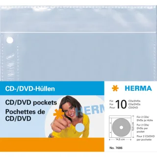 HERMA CD/DVD-Hüllen | 7686 | 145x135 mm 5 Hüllen - Schutzhülle