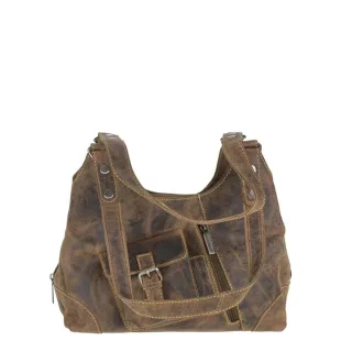 Shopper mit drei Hauptfächern aus Leder in antikbraun Organizer | Greenburry. Geräumige Damen-Schultertasche Vintage für optimale Übersicht.