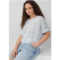 QS Kurzarmshirt T-Shirt Ringelshirt aus Viskosemix