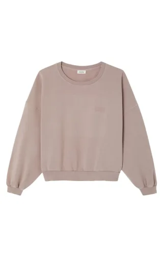 American Vintage - Sweatshirt mit Logo-Print beige - Gr. - M