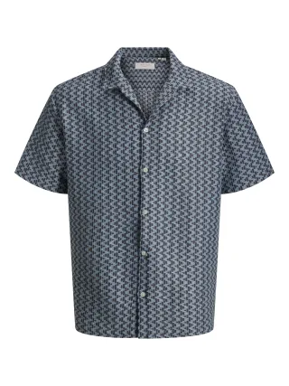 JACK&JONES - JORMONTAUK CROCHET SHIRT SS SA26 LN Odyssey Gray - Gr. - XL