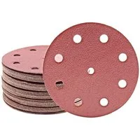 MioTools Schleifscheibe Ø 125 mm 9-Loch Klett-Schleifscheiben für Exzenterschleifer, Normalkorund, 50 Stk., K80