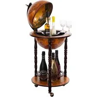 BIRENDY Dekoobjekt Barwagen 33001R Antikbraun geöffnet 100cm Globusbar Bartisch Hausbar