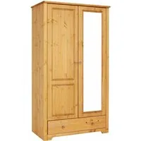 OTTO home Kleiderschrank Hugo (3 Breiten: 106/200/245 cm H/T ca. 190/58 cm) aus massiver Kiefer im Landhausstil, mit Spiegel