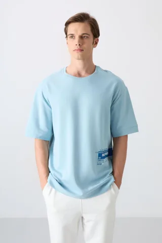 Oversized Baumwollmix Rundhalsausschnitt T-Shirt