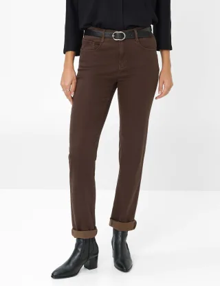 Brax Damen Five-Pocket-Hose Style CAROLA DARK CHOCOLATE, dunkelbraun, Gr. 48L