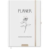 Eine der Guten Verlag Terminkalender Terminplaner 2026 - A5, weiß, schwarz, grau, blau, 1 Doppelseite / Woche, 152 S. FSC-Papier, Softcover, klimaneutral