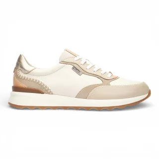 Pikolinos Damen-Sneaker aus beigefarbenem Leder mit Schnürung - Arrecife