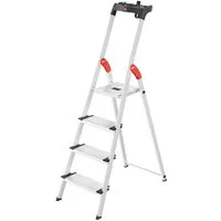 Hailo Stehleiter L80 ComfortLine, Alu-Sicherheits-Stehleiter 4 Stufen