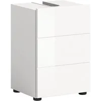 xonox.home Waschbeckenunterschrank Weiß Hochglanz Siphonausschnitt Melamin Modern 38x56x34 cm