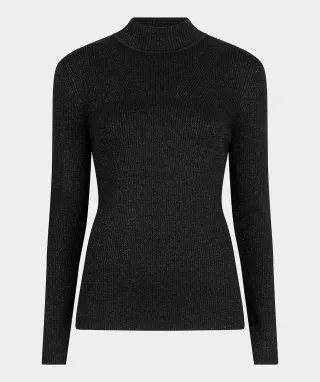 Esqualo - Feinstrick-Rollkragenpullover schwarz - Gr. - L