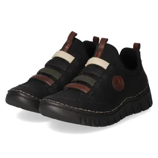 Rieker Slipper - Gr. 37 - Schwarz - Textil & Synthetik