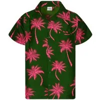 King Kameha Hawaiihemd "Palmshadow" Funky Hawaii-Hemd Herren Kurzarm Front-Tasche Sommerhemd