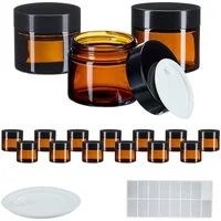 relaxdays Dose Salbentiegel Braunglas 60 ml Set (16 St), 16er Pack