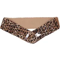 MIRROSI Taillengürtel Leo Unifarbe breit 8cm für Taillenumfang 85 bis 110cm, ONESIZE (Unifarben, Angenehmes Tragesgefühl, Leopard Muster) Breiter Stretch Gürtel