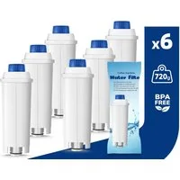 Filswa Wasserfilter für De'Longhi DLSC002 Kaffeemaschine 6 Stück Filterkartusche, Zubehör für De'Longhi Kaffeemaschinen der ECAM, ETAM, EPAM, ESAM, BCO, EC-Serie