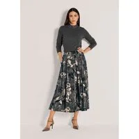 MADELEINE Maxirock Eleganter Midirock mit floralem Design Samtrock mit elastischem Bund und Crinkle-Struktur, wadenlang