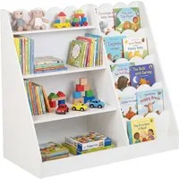 COSTWAY Kinderregal, 5 stufiges, mit 4 offenen Ablagen & verstecktem Ablagefach