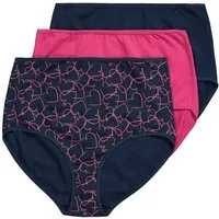 Ulla Popken Maxislip Maxislips 3er-Pack Herzen/einfarbig