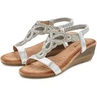 LASCANA Sommerschuh Sandalette Sandale, Sommerschuh mit leichtem Keilabsatz und Glitzer-Steinchen