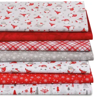 Patchwork- und Quiltpaket "Kleine Wichtel", grau/rot/weiß