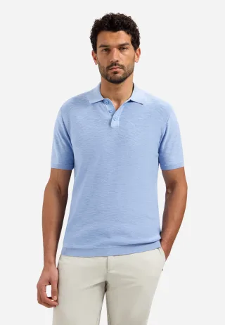No Excess - Pullover Short Sleeve Polo Slub blue - Gr. - L