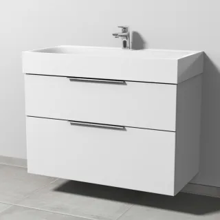 Sanipa 3way Waschtischunterbau zu Kaldewei Silenio Waschtisch mit 2 Auszügen, Weiß-Soft UM45643