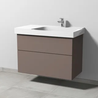Sanipa 3way Waschtischunterbau zu Geberit Xeno2 Waschtisch mit 2 Auszügen, Taupe-Matt SP6631T