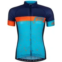 FORCE Radtrikot Jersey Jacke FORCE SPRAY LADY kurzarm blau-orange %%%
