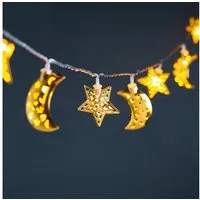 Lights4fun LED-Lichterkette 16er Lichterkette Mond & Sterne